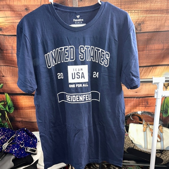 Fanatics Blue Short Sleeve Tee USA Design - Picture 1 of 4